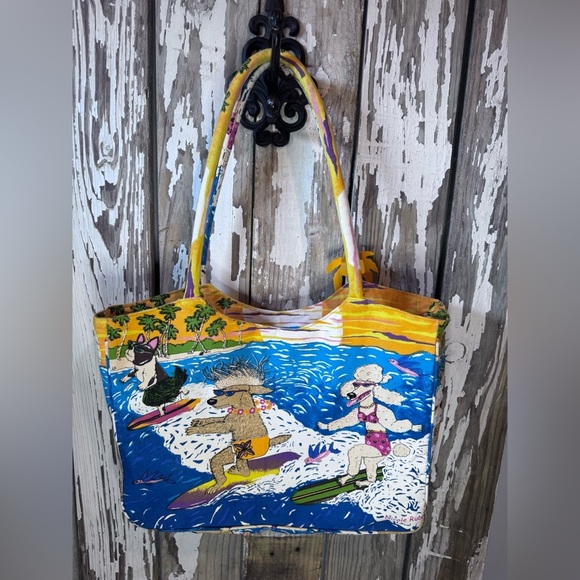 Nicole Rubel Cappelli Surfing Dogs Beach Tote Vintage - Picture 6 of 9